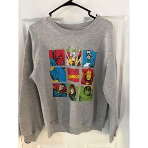 Marvel Comics Superhero Graphic Sweatshirt Heather Gray Boys Medium 7-9 Avengers